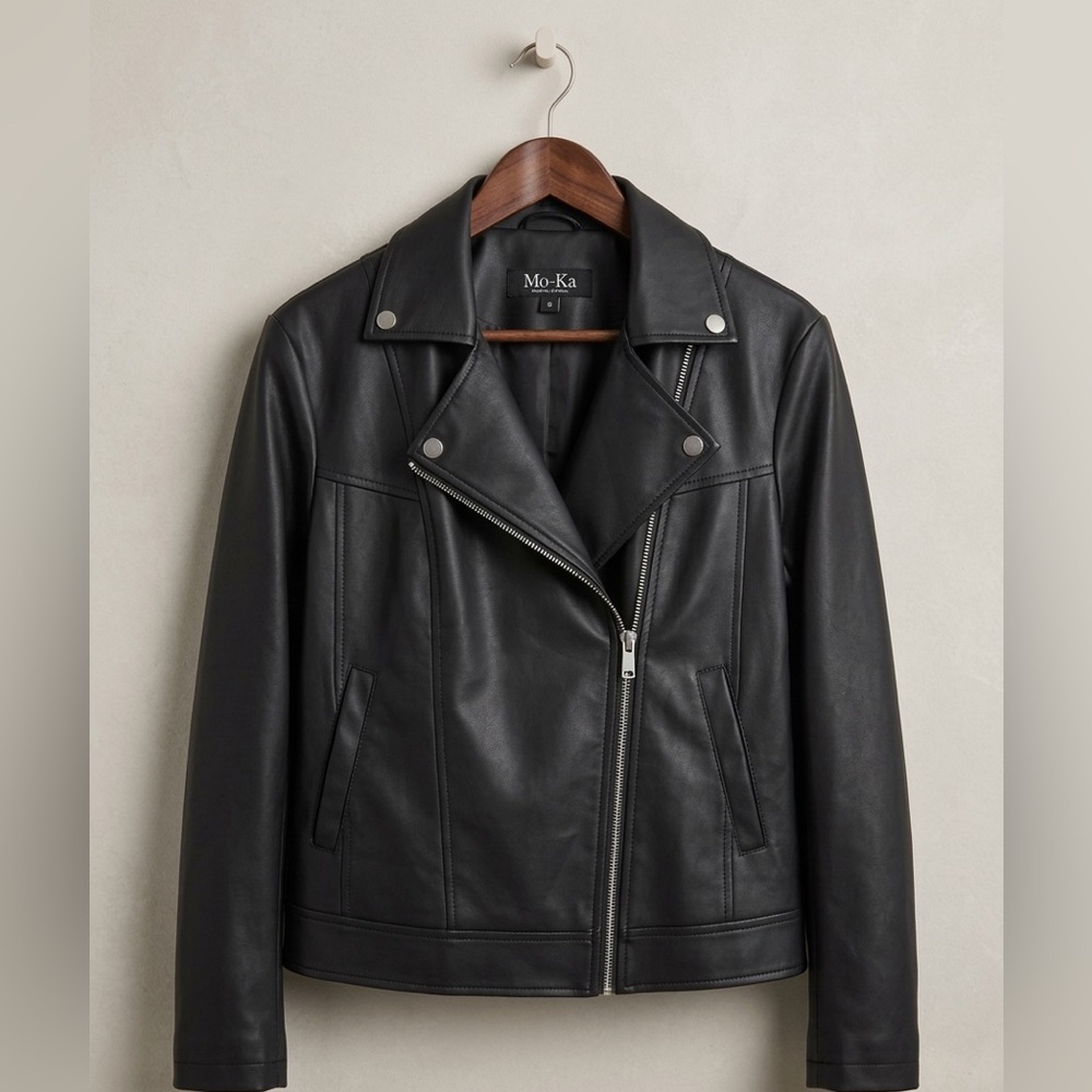 Mo-Ka Women's Black Leather Moto Jacket